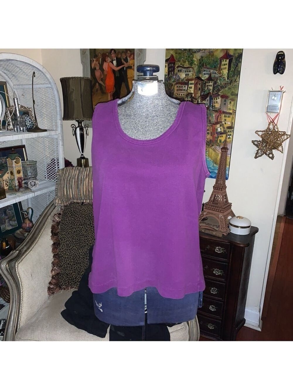 Women's Cherokee Tank Top Size L Purple